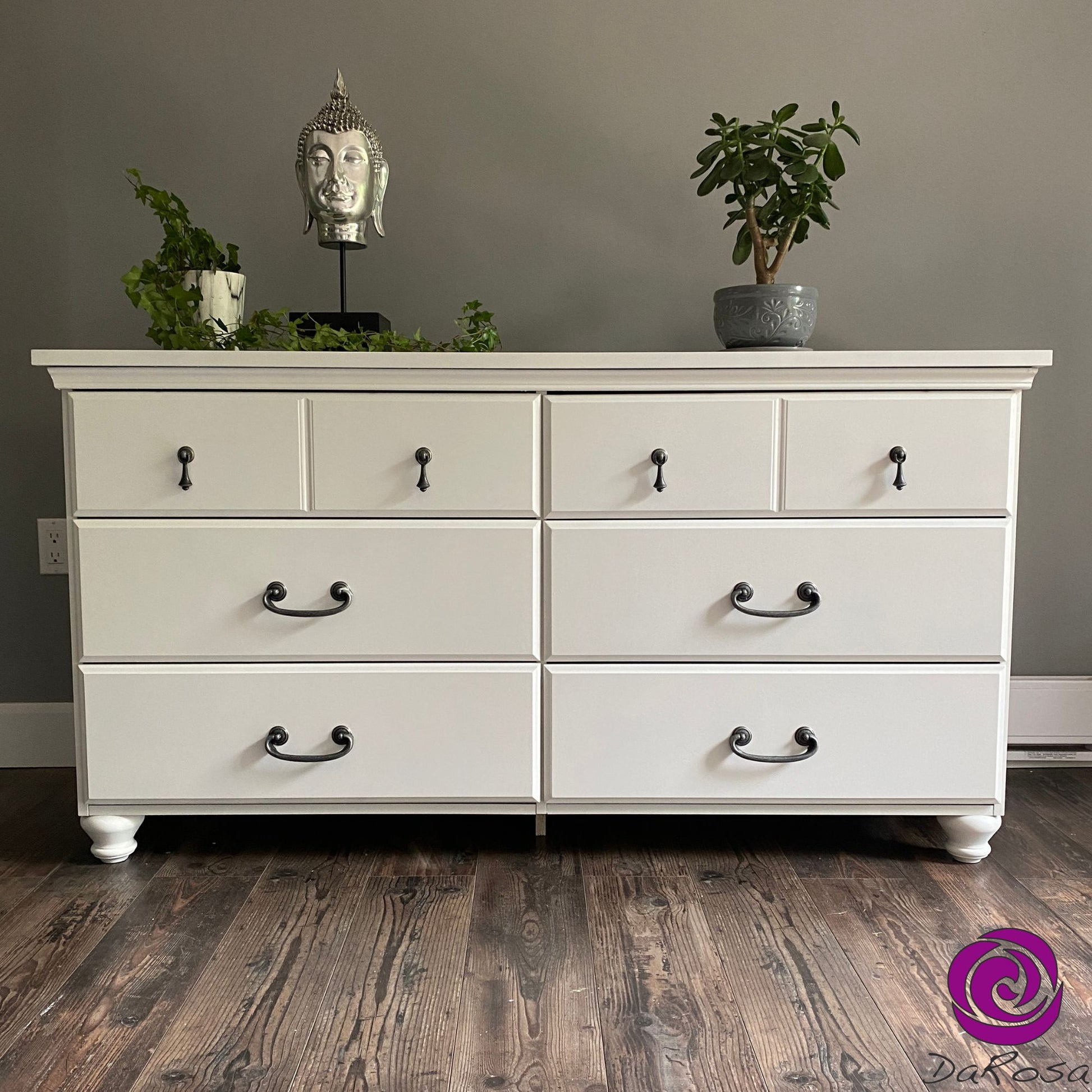 white dresser small White Dresser With Pewter Hardware – DaRosa Creations