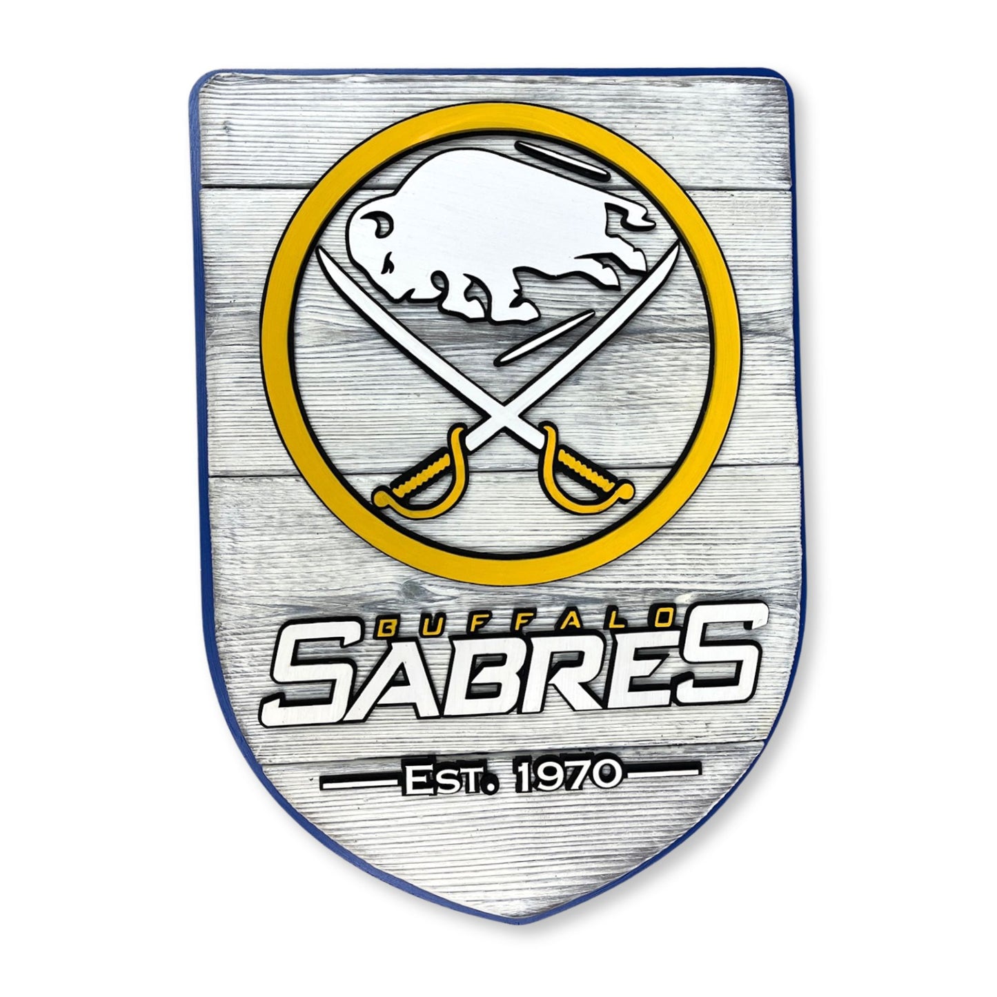 Buffalo Sabres wood shield hockey wall art handmade fan decor