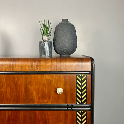 Vintage Waterfall Dresser in Black and Walnut