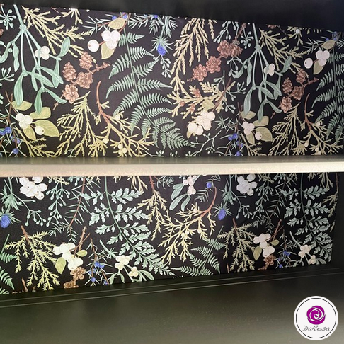 Sage Green Display Cabinet With Floral Paper