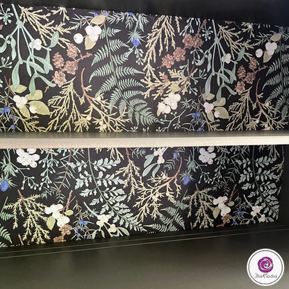 Sage Green Display Cabinet With Floral Paper