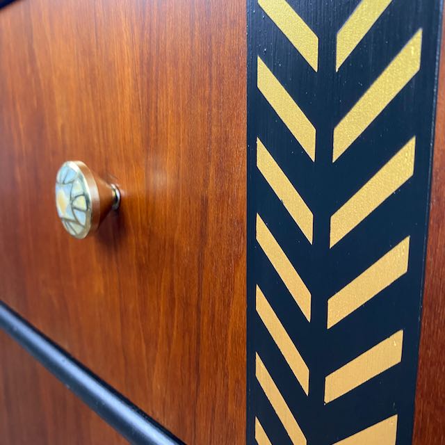 Vintage Waterfall Dresser in Black and Walnut