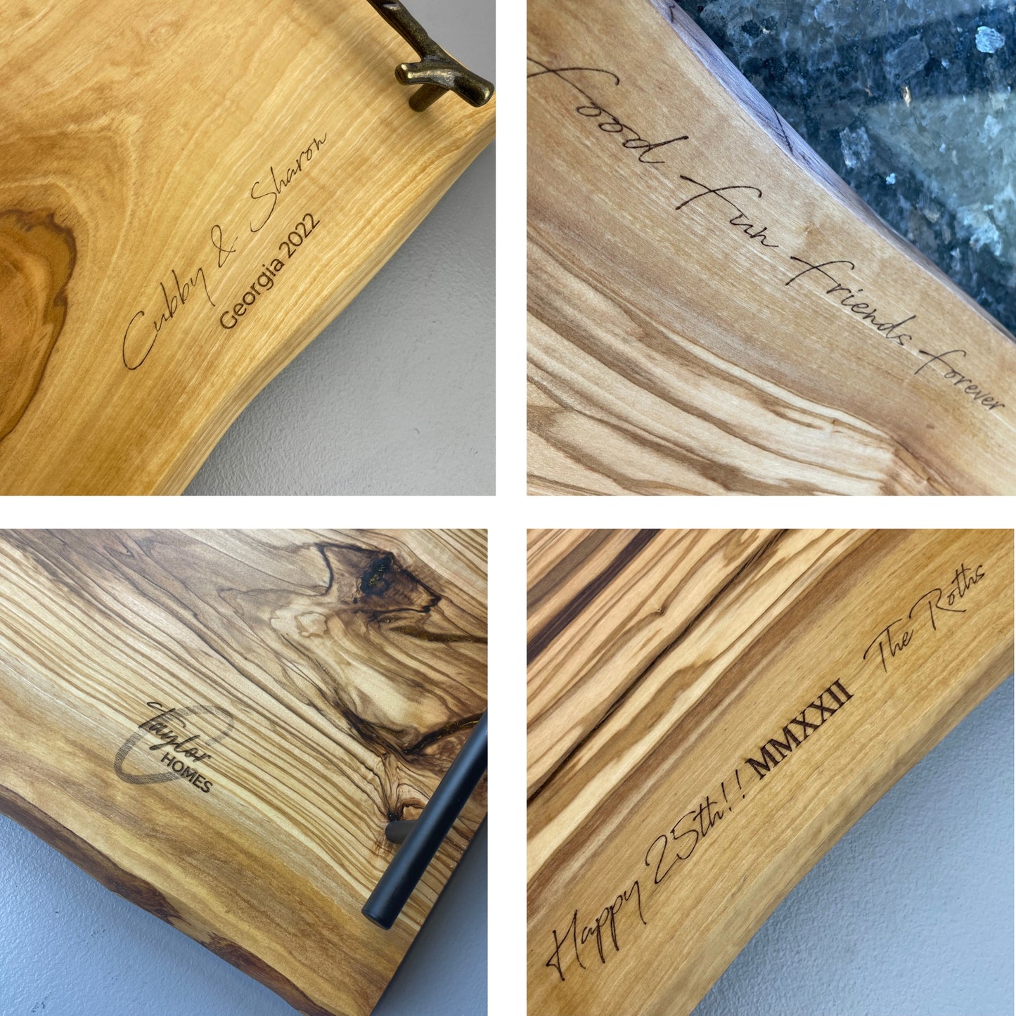 Olive Wood Charcuterie Board with Olive Engraving