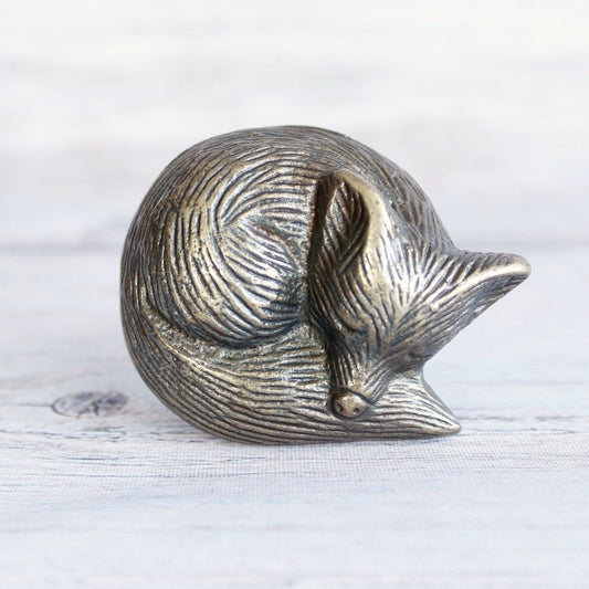 Antique Brass Sleeping Fox Knob - DaRosa Creations