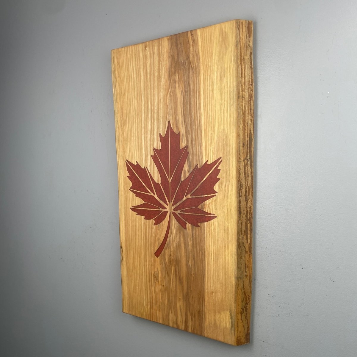 Ash Wood Charcuterie Board with Maple Leaf Inlay - DaRosa Creations