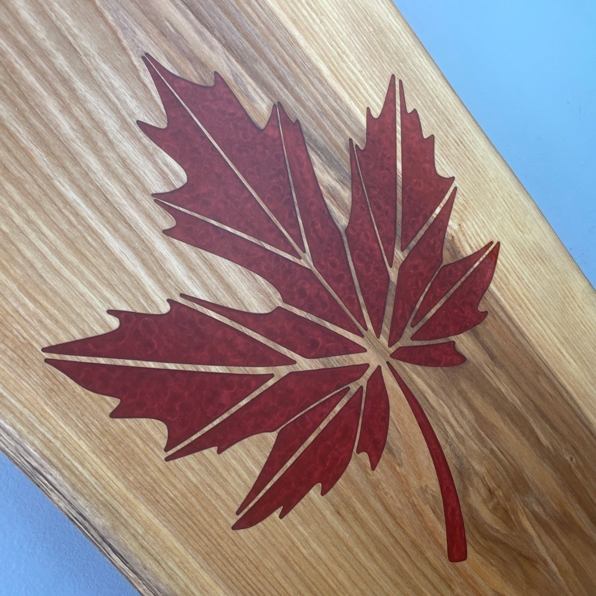 Ash Wood Charcuterie Board with Maple Leaf Inlay - DaRosa Creations