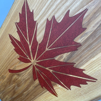 Ash Wood Charcuterie Board with Maple Leaf Inlay - DaRosa Creations