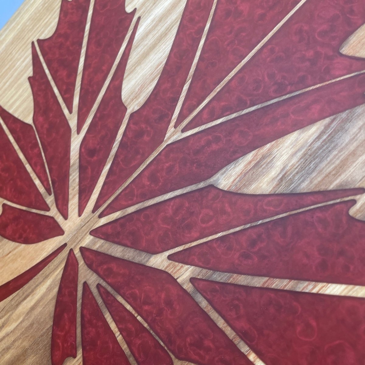 Ash Wood Charcuterie Board with Maple Leaf Inlay - DaRosa Creations