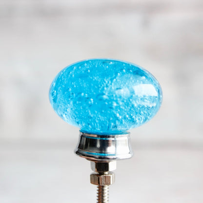 Azure Blue Glass Cabinet Knobs with bubbles - Blue Glass Knobs DaRosa Creations Azure Blue Glass Cabinet Knobs with bubbles - Blue Glass Knobs DaRosa Creations