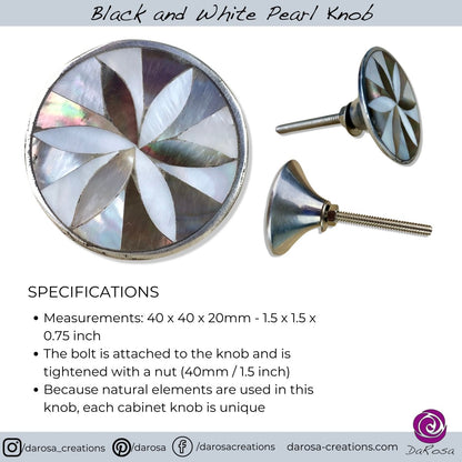 Black and White Mother of Pearl Knob - DaRosa Creations