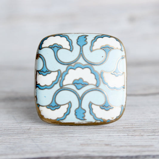 Blue Square Art Deco Knob - DaRosa Creations