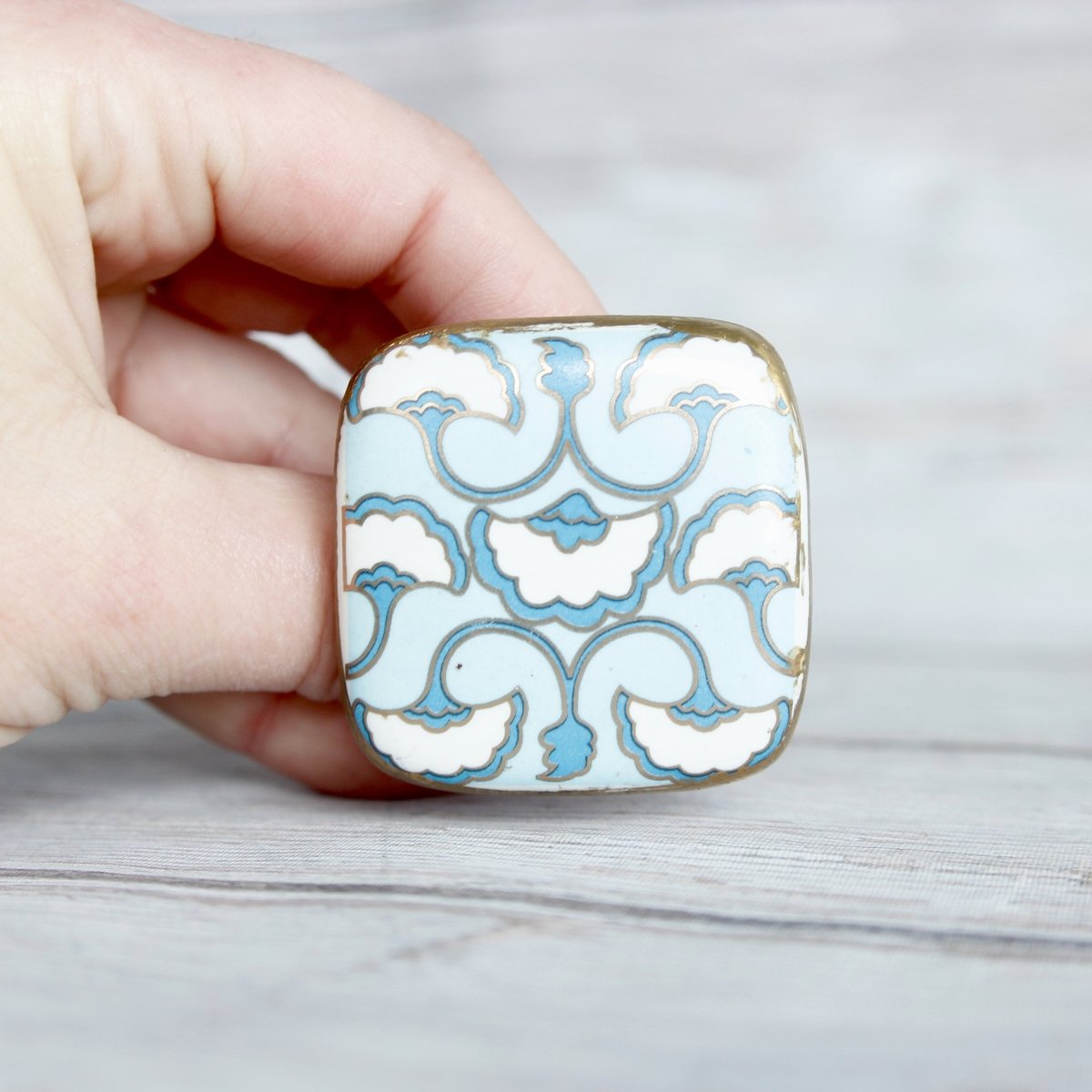Blue Square Art Deco Knob - DaRosa Creations