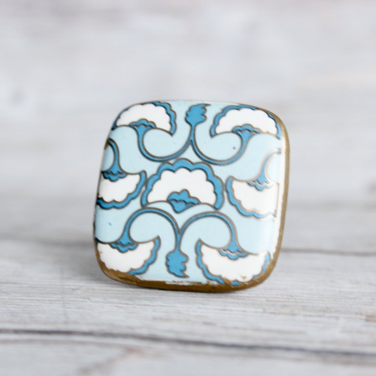 Blue Square Art Deco Knob - DaRosa Creations