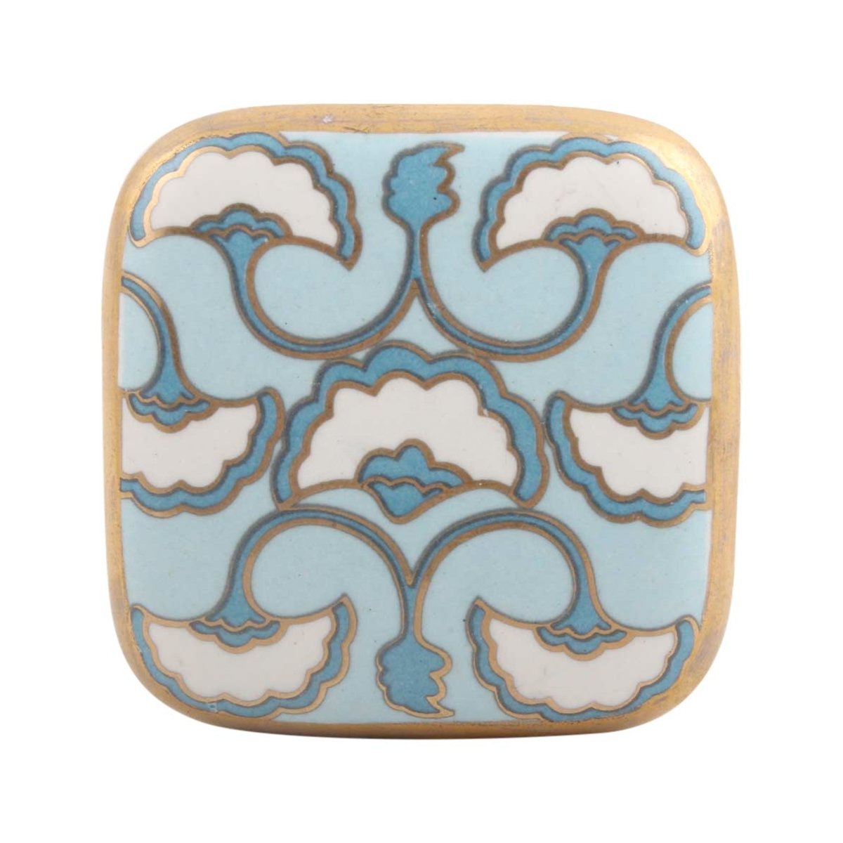 Blue Square Art Deco Knob - DaRosa Creations