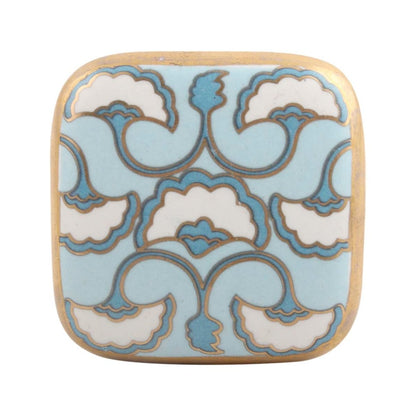 Blue Square Art Deco Knob - DaRosa Creations