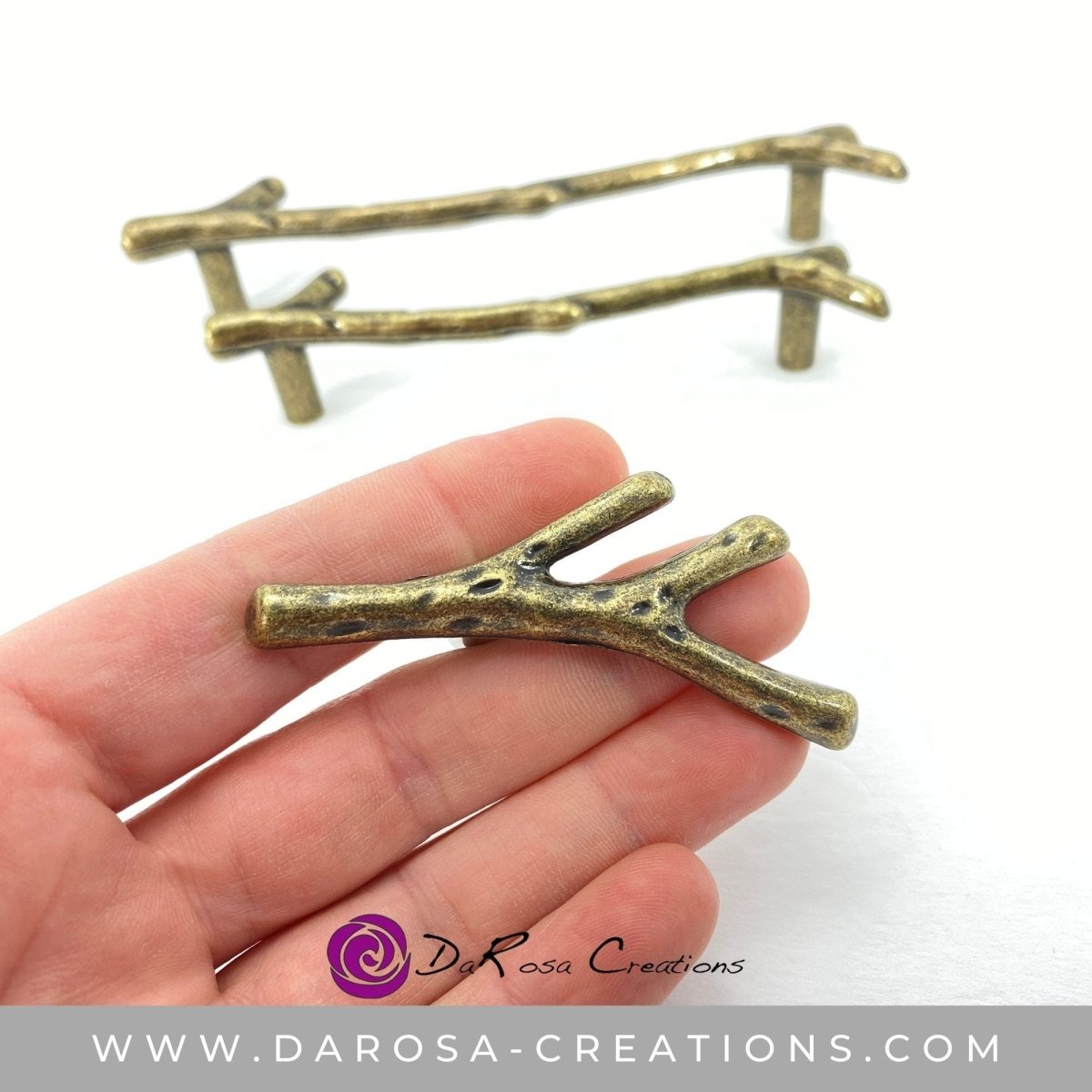 Branch Drawer Knobs and Pulls in Brass - DaRosa Creations