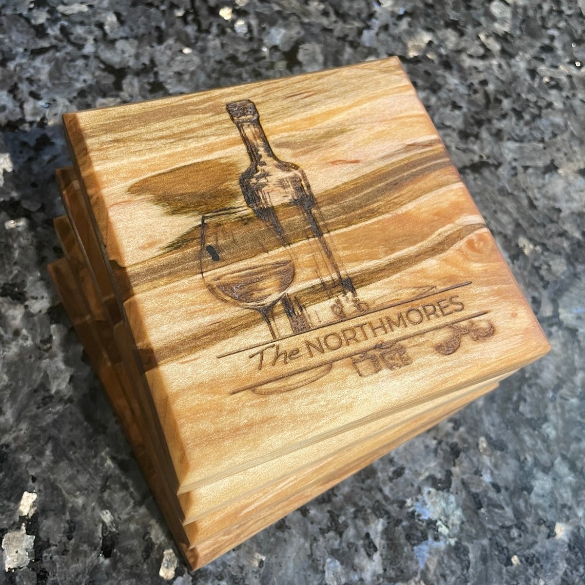 Coaster Set of 4 Wine Theme with personalized text - DaRosa Creations