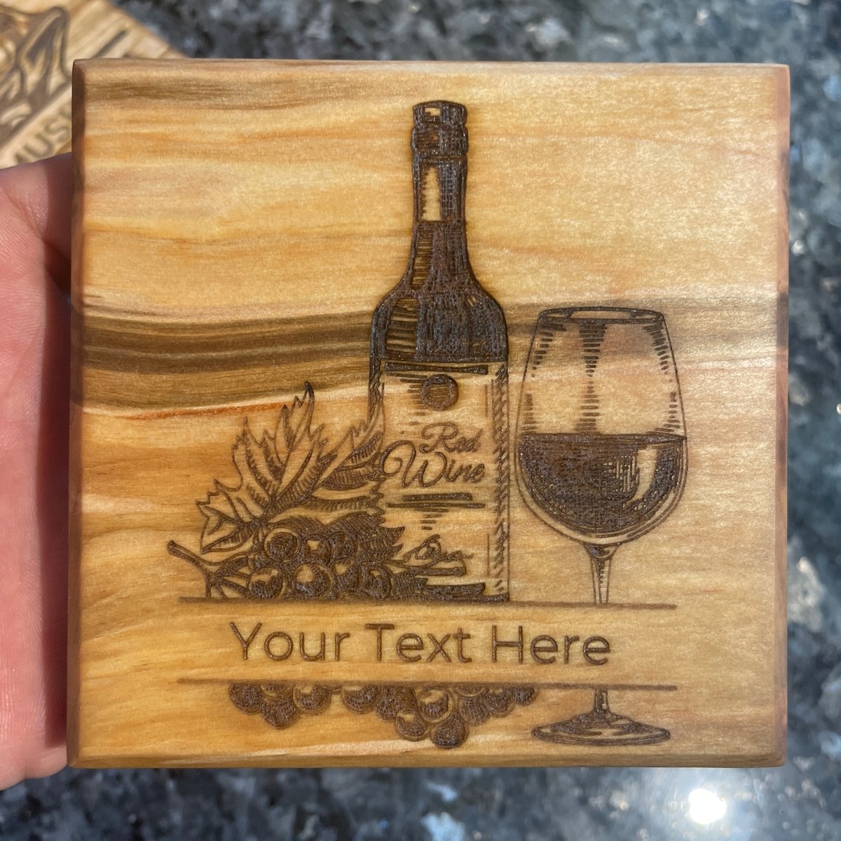 Coaster Set of 4 Wine Theme with personalized text - DaRosa Creations