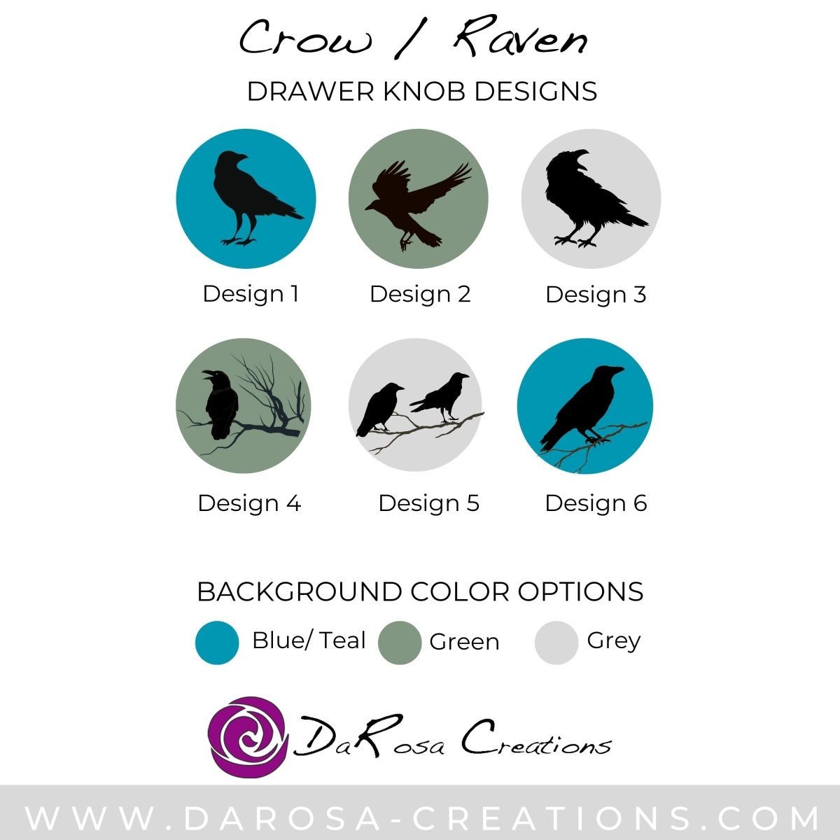 Crow Raven Knob in Silver - DaRosa Creations