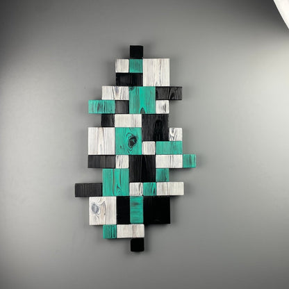 Geometric Wall Art in Black, White and Turquoise - DaRosa Creations