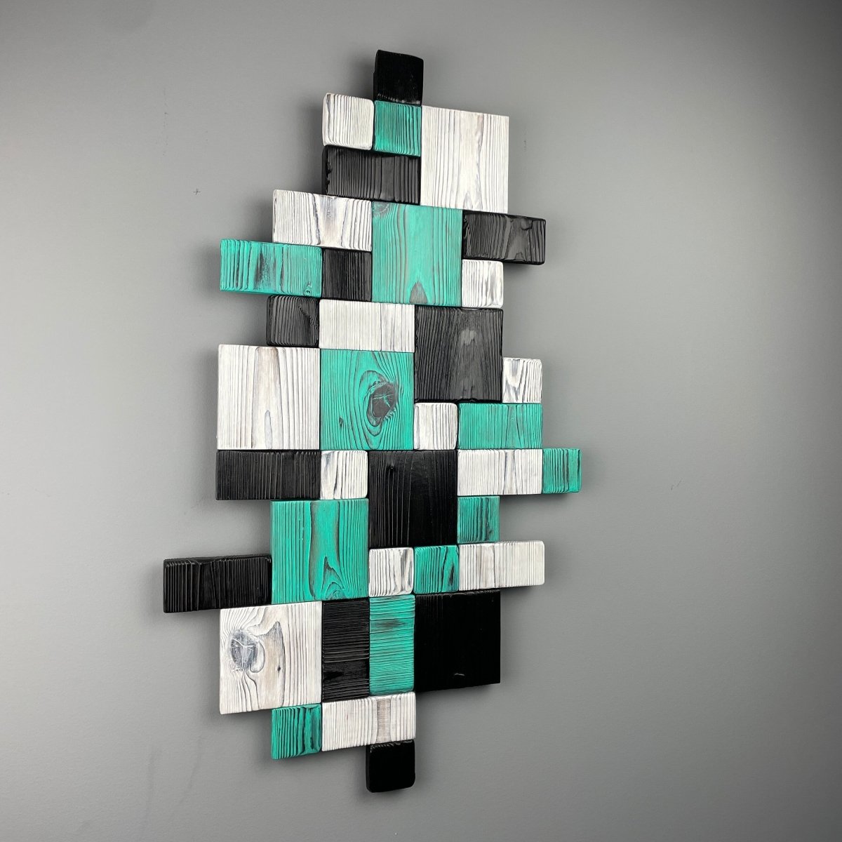 Geometric Wall Art in Black, White and Turquoise - DaRosa Creations