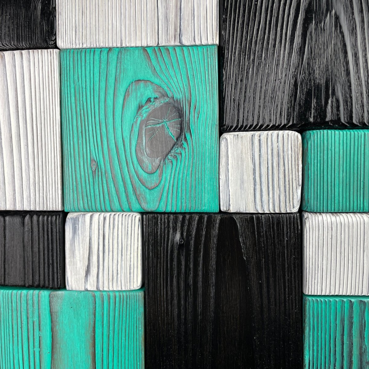 Geometric Wall Art in Black, White and Turquoise - DaRosa Creations