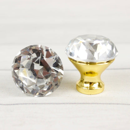 Glass Drawer Knobs Diamond with Silver or Gold Base - DaRosa Creations