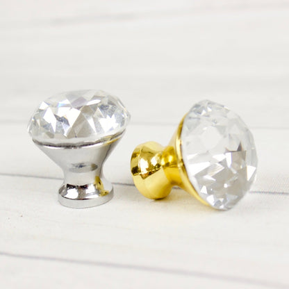 Glass Drawer Knobs Diamond with Silver or Gold Base - DaRosa Creations