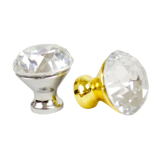 Glass Drawer Knobs Diamond with Silver or Gold Base - DaRosa Creations