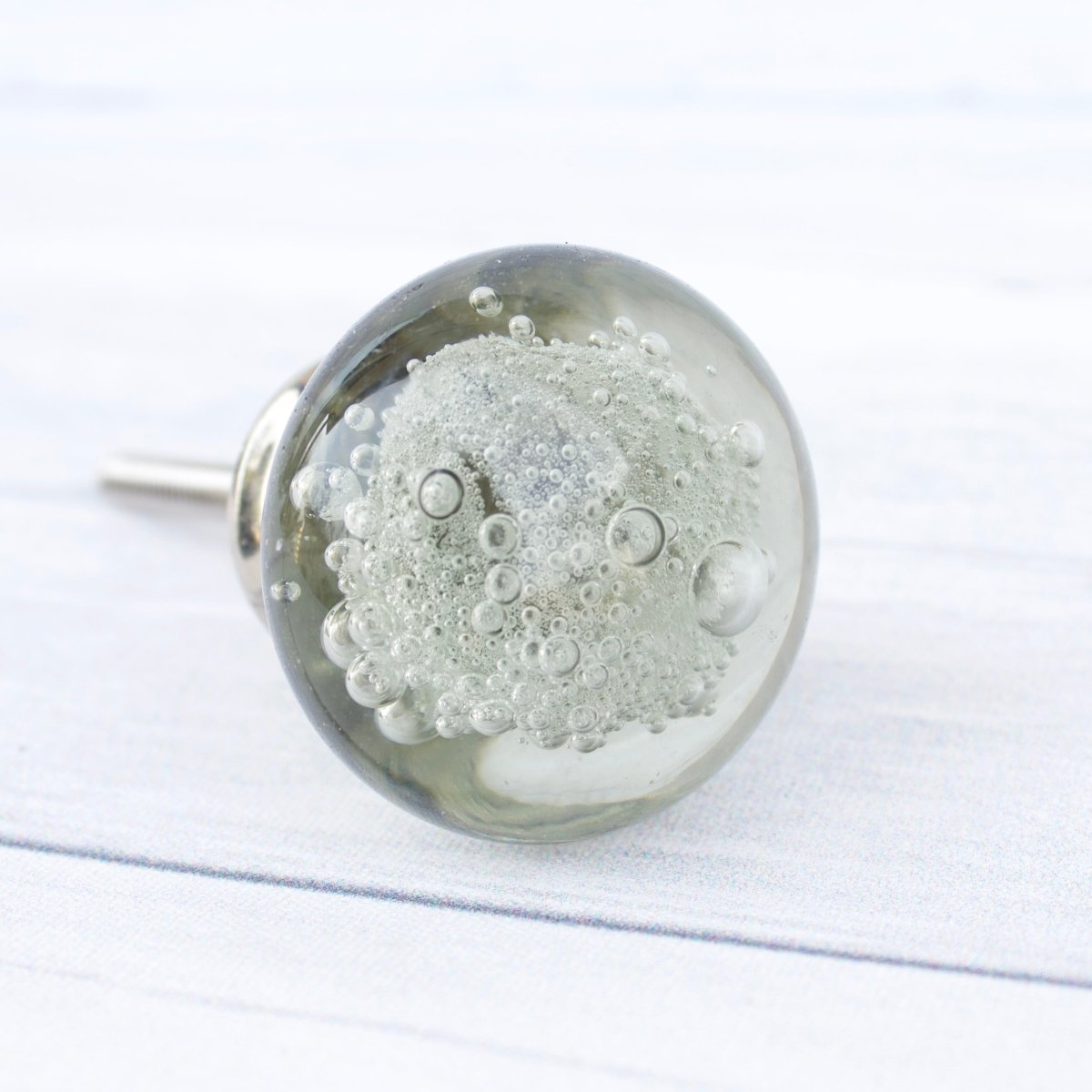 Gray Glass Cabinet Knob with Bubbles - DaRosa Creations