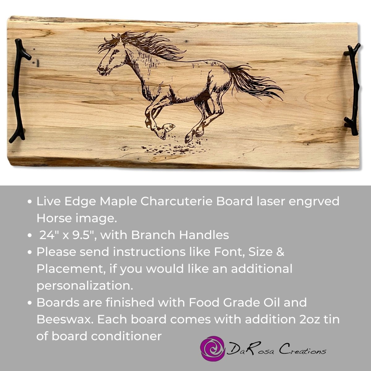 Horse Charcuterie Board Maple - DaRosa Creations