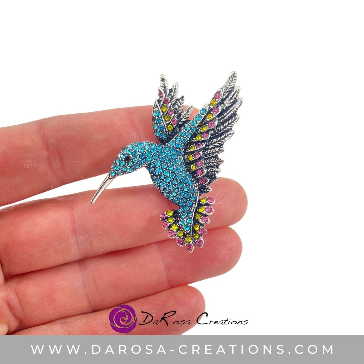 Hummingbird Drawer Knob with Blue Crystals - DaRosa Creations