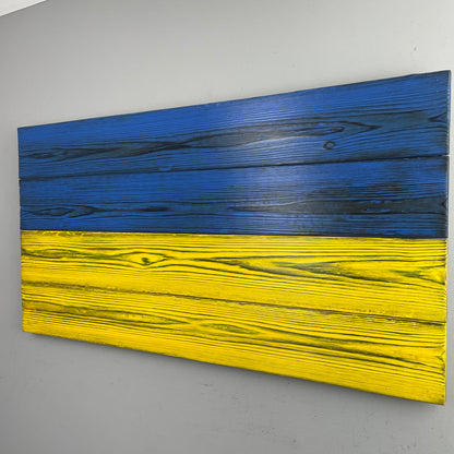 Wood Ukrainian Flag