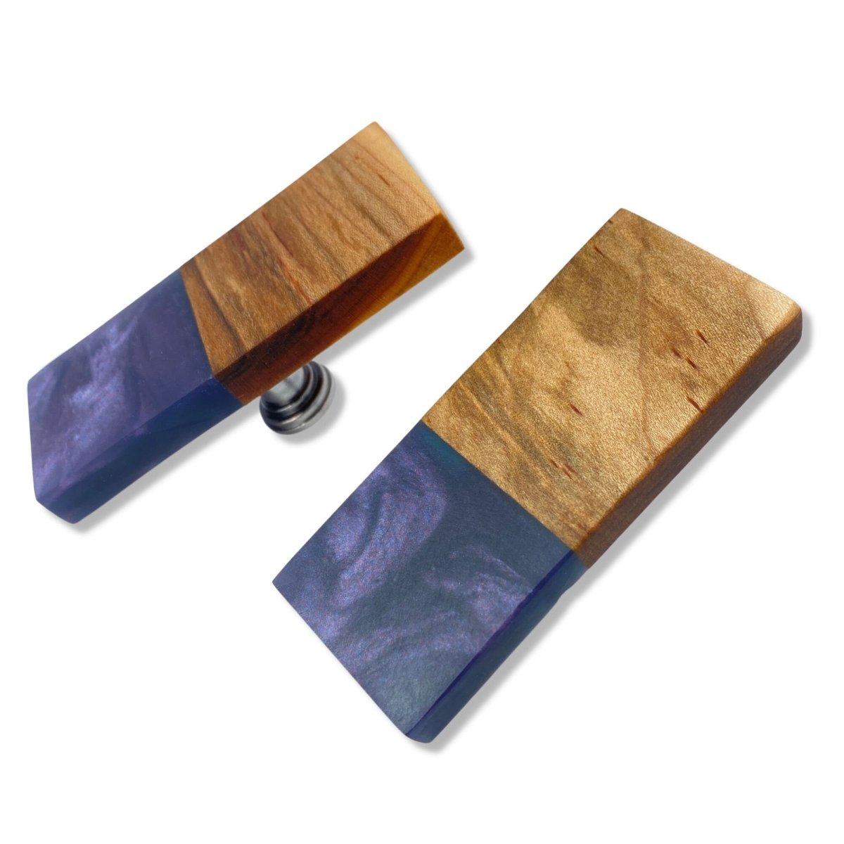 Large Drawer Knob Made of Maple and Deep Purple Resin SET of 2 - DaRosa Creations
