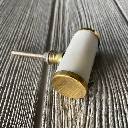 Marble Drawer Knobs in White with Gold - DaRosa Creations