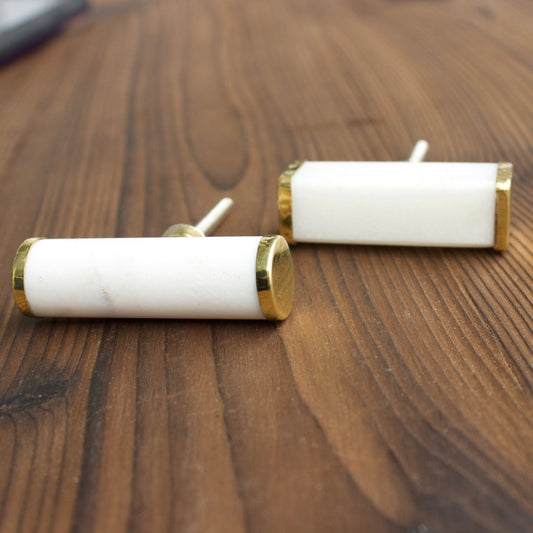 Marble Drawer Knobs in White with Gold - DaRosa Creations