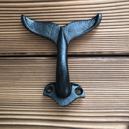 Metal Whale Tail Wall Hook in Black - Nautical Wall Hook Whale Tail Black  Metal – DaRosa Creations