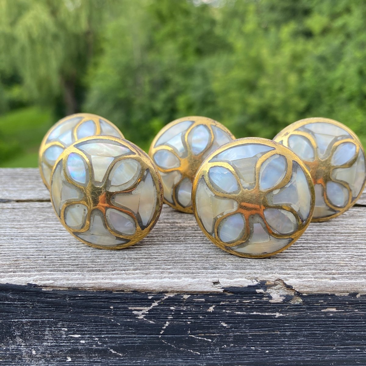 Mother of Pearl Drawer Cabinet Knobs wit Flower Pattern - DaRosa Creations