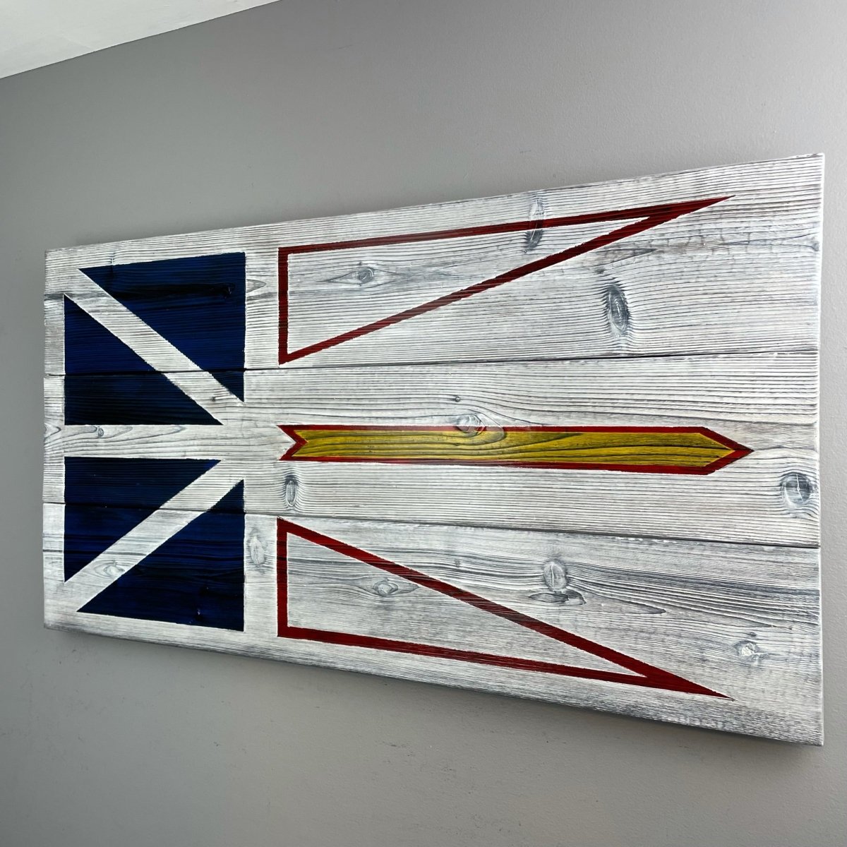 Newfoundland Flag Made of Burnt Cedar - DaRosa Creations