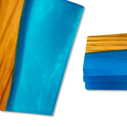 Olive Wood and Blue Epoxy Coasters Set of 4 - DaRosa Creations