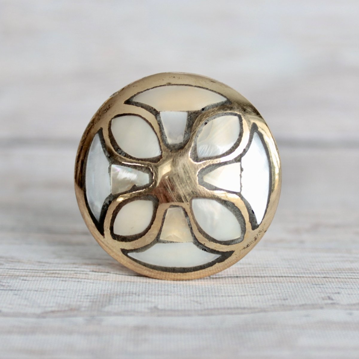 Pearl Knob with Flower Pattern in Brass - DaRosa Creations