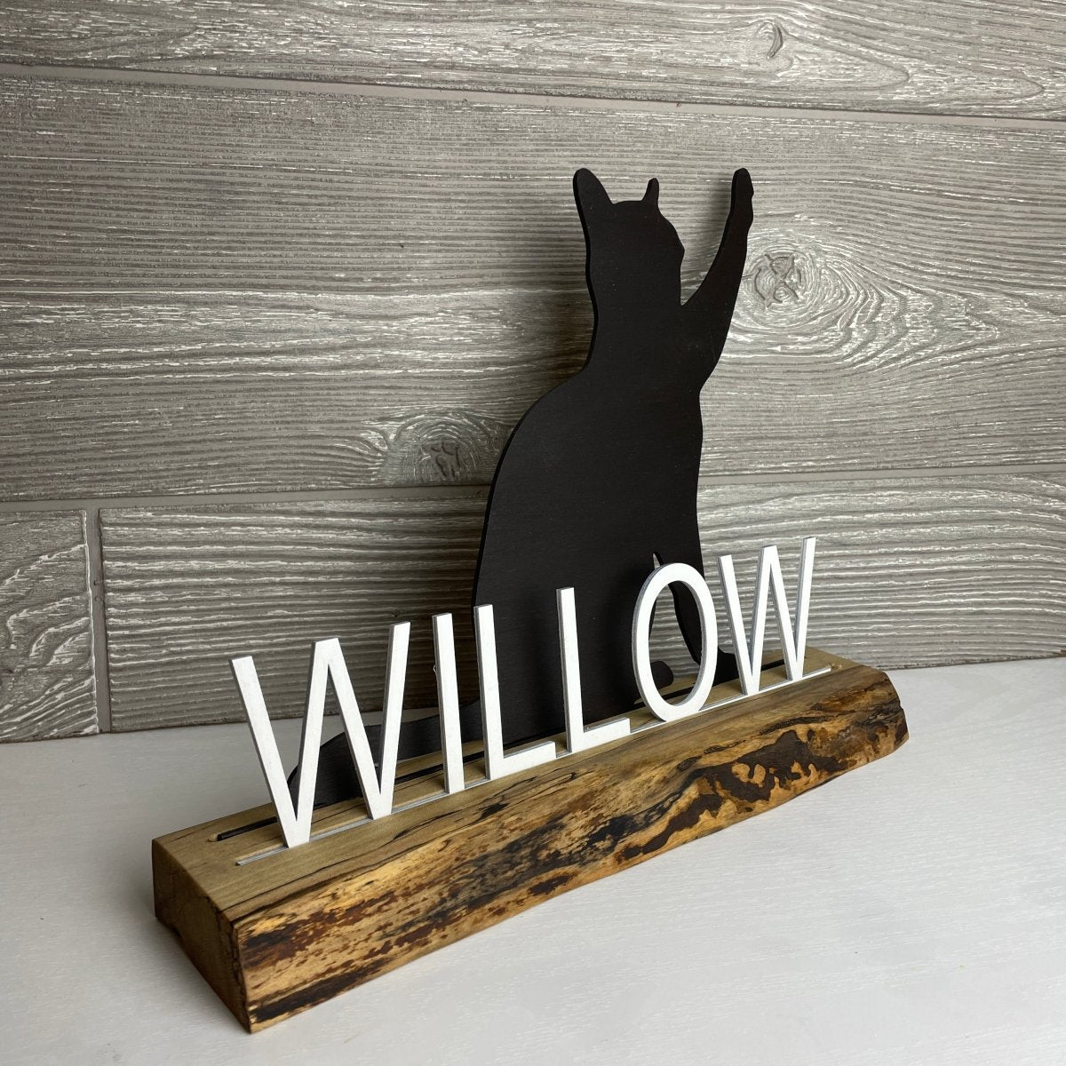 Rustic Wood Cat Sign Set – 2-Piece 3D Crackle Plaque, Primitive Welcome Decor