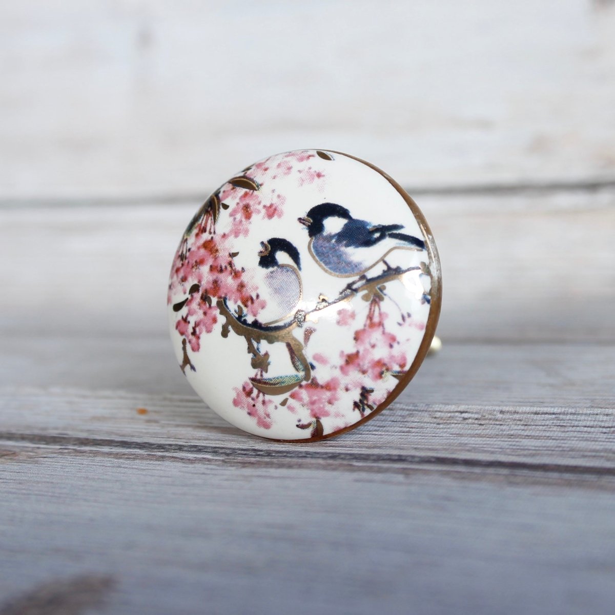 Pink Blossom and Bird Knob - DaRosa Creations