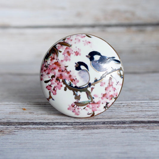 Pink Blossom and Bird Knob - DaRosa Creations