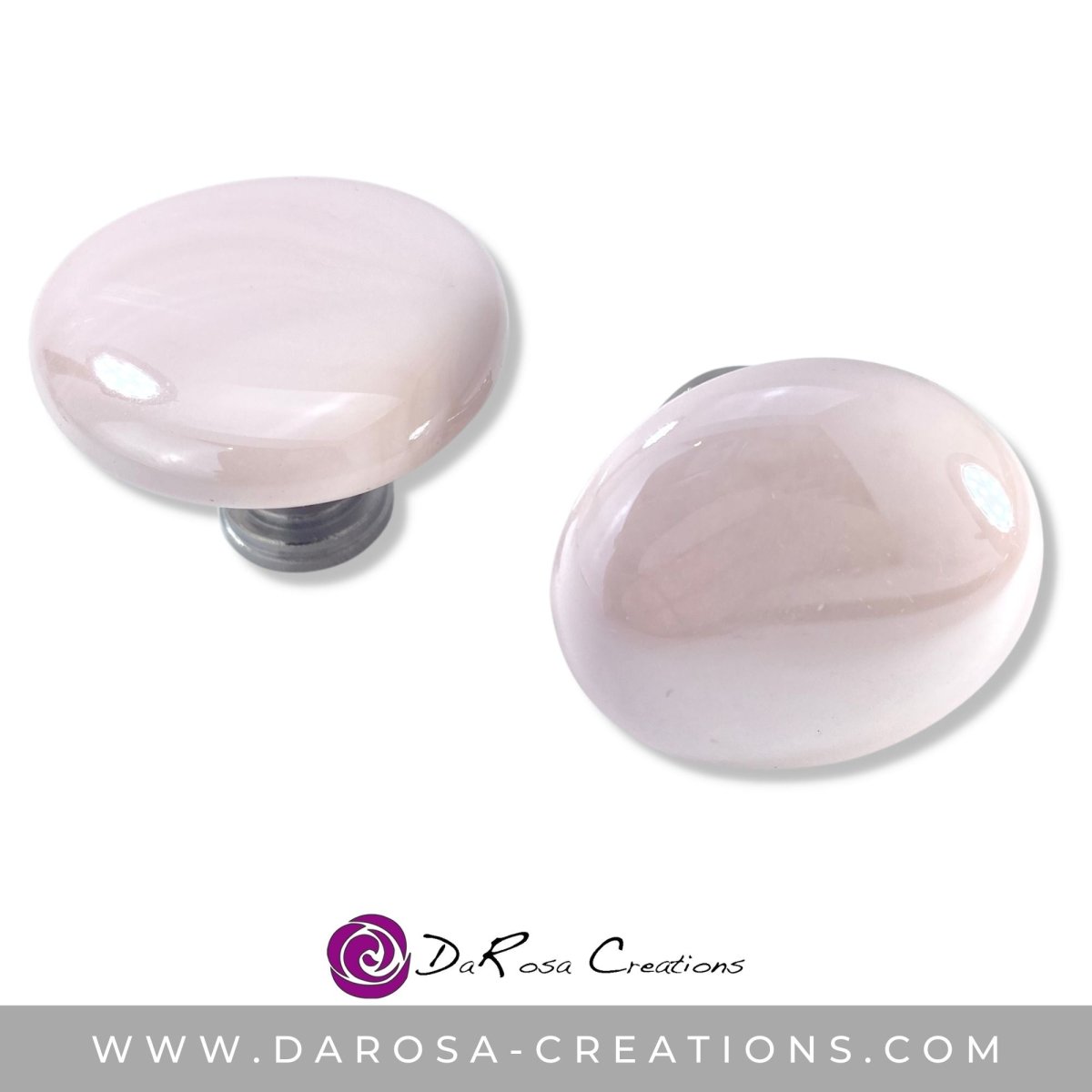 Pink Glass Pebble Knobs Set of 2 - DaRosa Creations