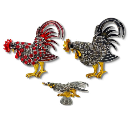 Rooster Drawer Knobs with Crystals in Black or Red - DaRosa Creations