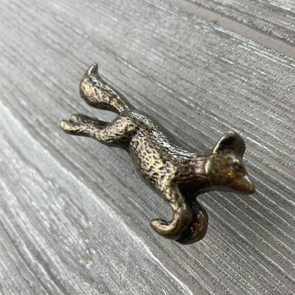 Running Fox Drawer Knob In Antique Brass - DaRosa Creations