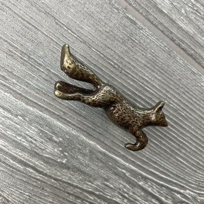 Running Fox Drawer Knob In Antique Brass - DaRosa Creations