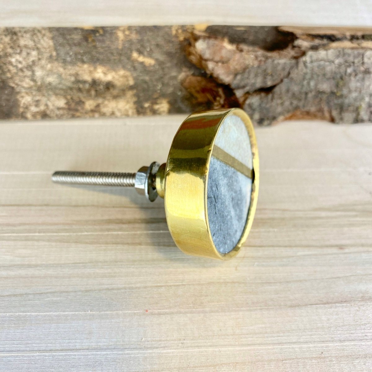 Solid Marble and Brass Drawer Knob - DaRosa Creations
