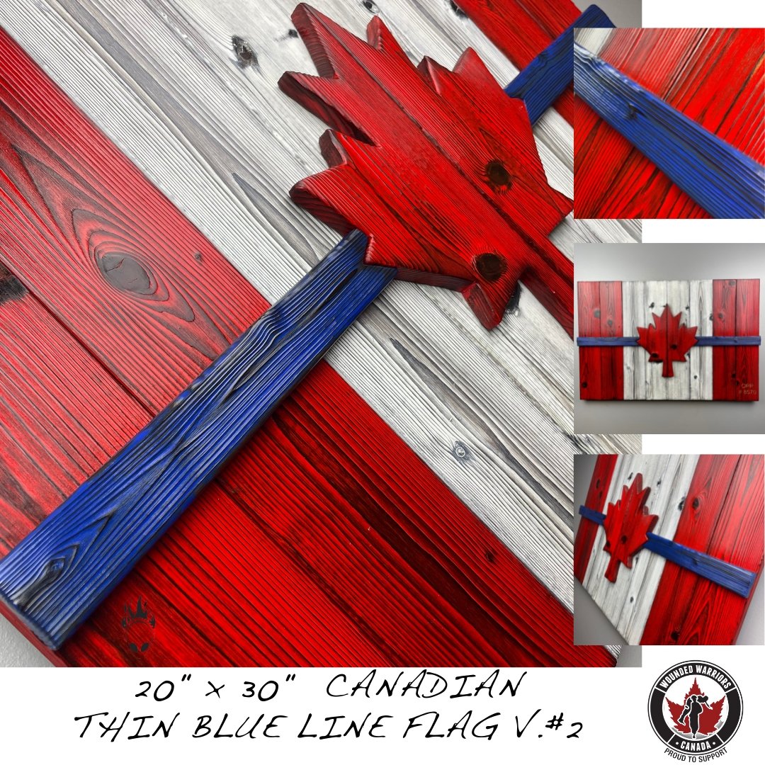 Thin Blue Line Canadian Flag - First Responder Burnt Cedar Flags (FREE SHIPPING) - DaRosa Creations
